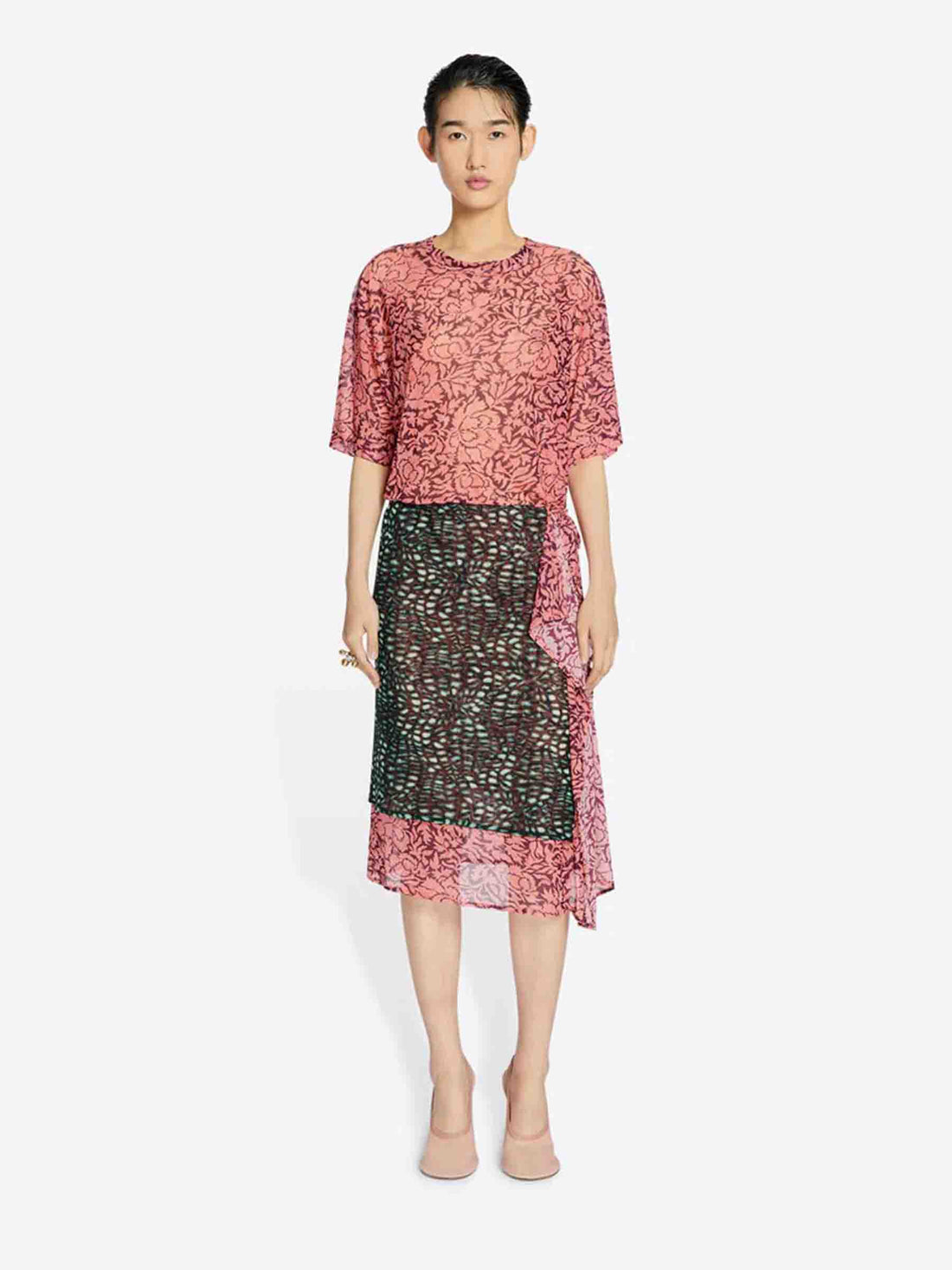 Dries Van Noten Mujer Barcelona Camiseta Transparente Estampado color Coral sku 782-001710 01 - Foto 2