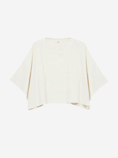Outlet online Chloé Mujer Camiseta Cropped Algodón color Marfil sku 782-001751 01 - Foto 1