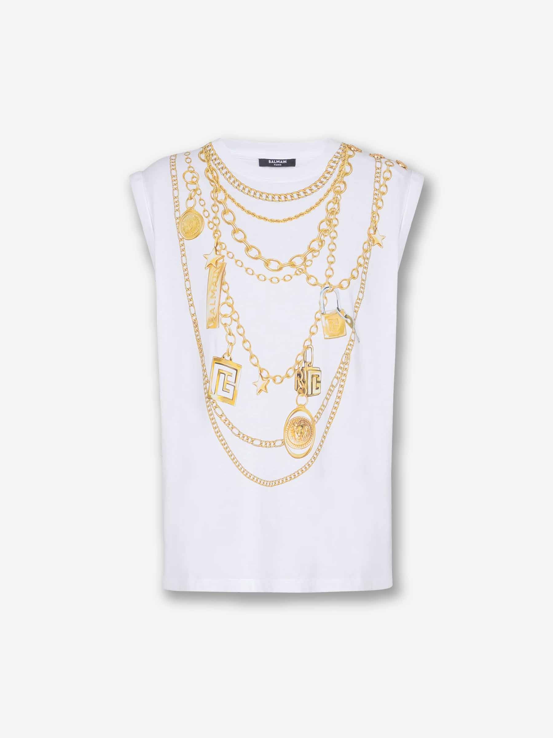 Outlet online Balmain Mujer Camiseta Estampado Collier color Blanco sku 782-001790 01 - Foto 1