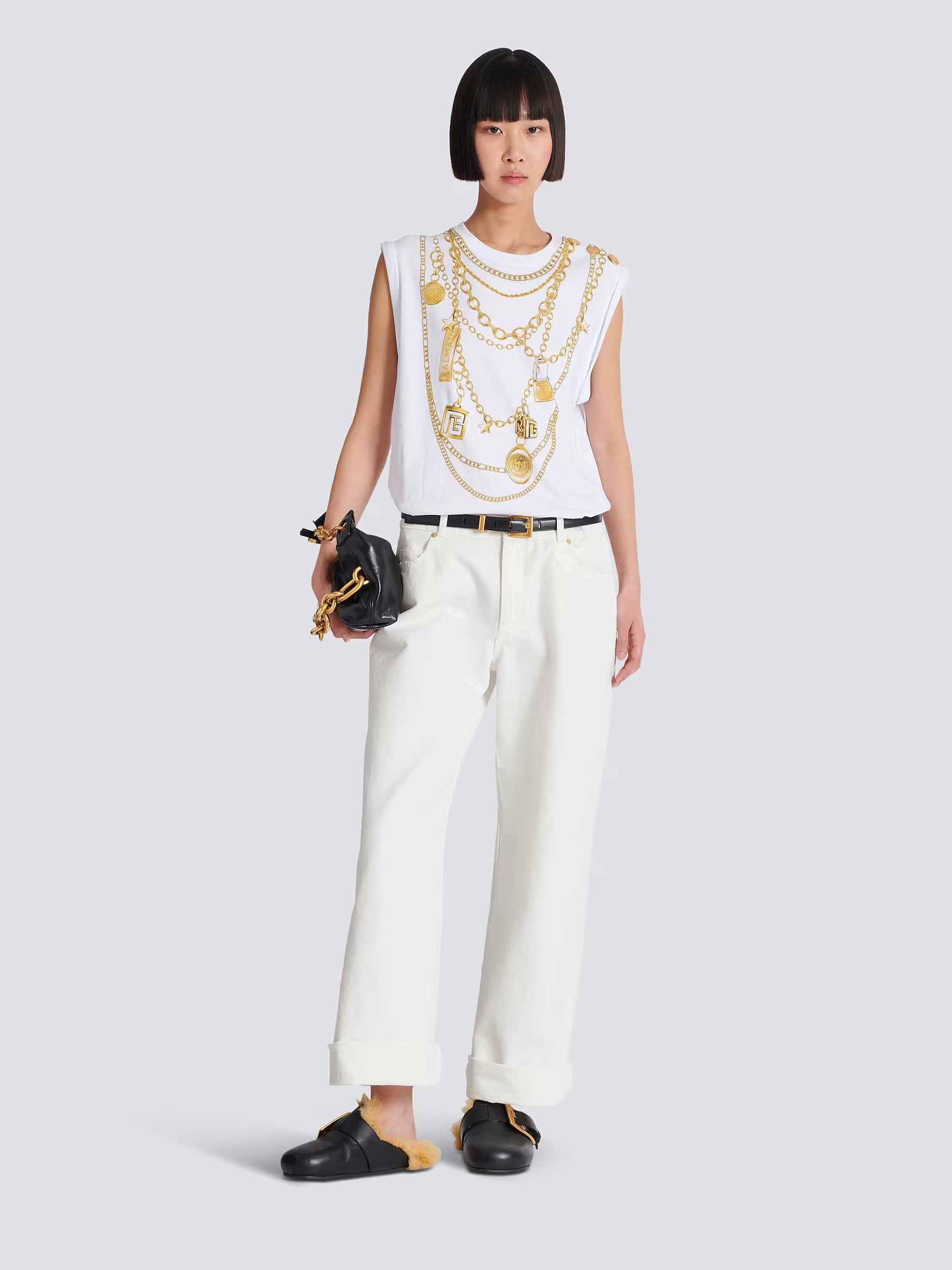 Outlet online Balmain Mujer Camiseta Estampado Collier color Blanco sku 782-001790 01 - Foto 2