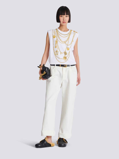 Outlet online Balmain Mujer Camiseta Estampado Collier color Blanco sku 782-001790 01 - Foto 2