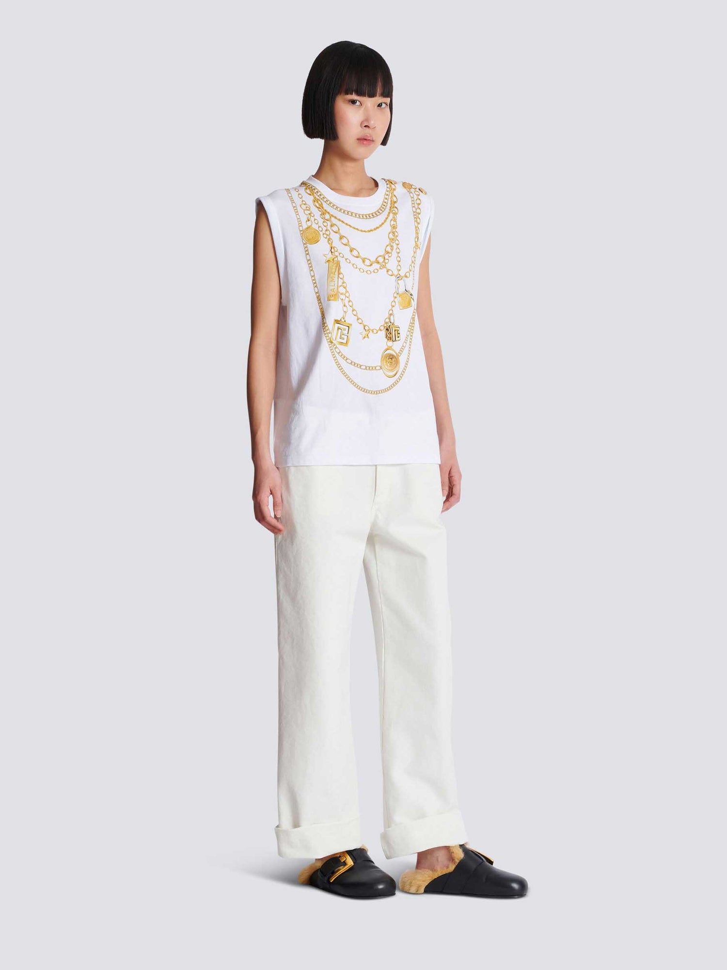 Outlet online Balmain Mujer Camiseta Estampado Collier color Blanco sku 782-001790 01 - Foto 3