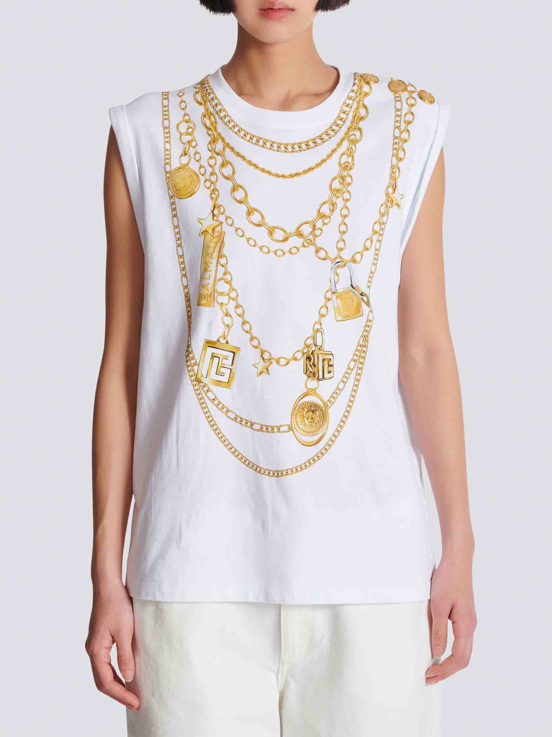 Outlet online Balmain Mujer Camiseta Estampado Collier color Blanco sku 782-001790 01 - Foto 4