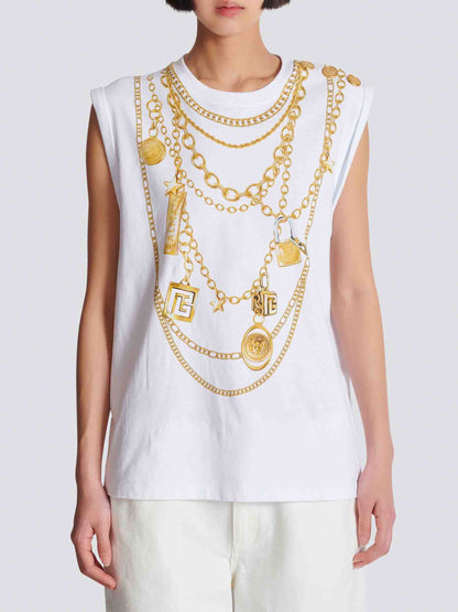 Outlet online Balmain Mujer Camiseta Estampado Collier color Blanco sku 782-001790 01 - Foto 4