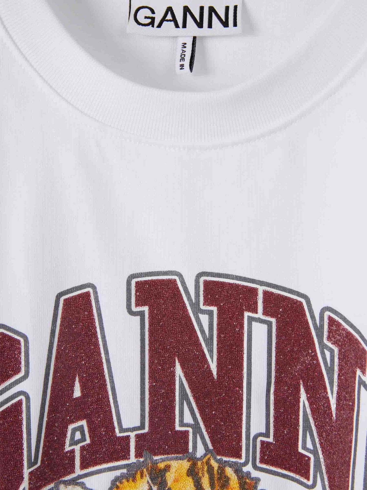 Outlet online Ganni Mujer Camiseta Baby Tiger color Blanco sku 782-001869 01 - Foto 3