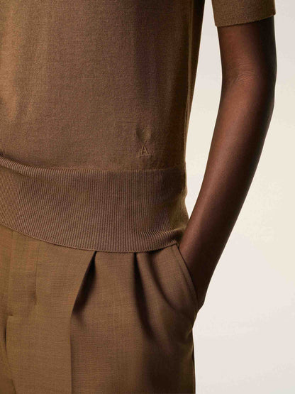 Outlet online Ami Paris Mujer Polo Punto Lana color Marrón sku 783-000074 01 - Foto 3