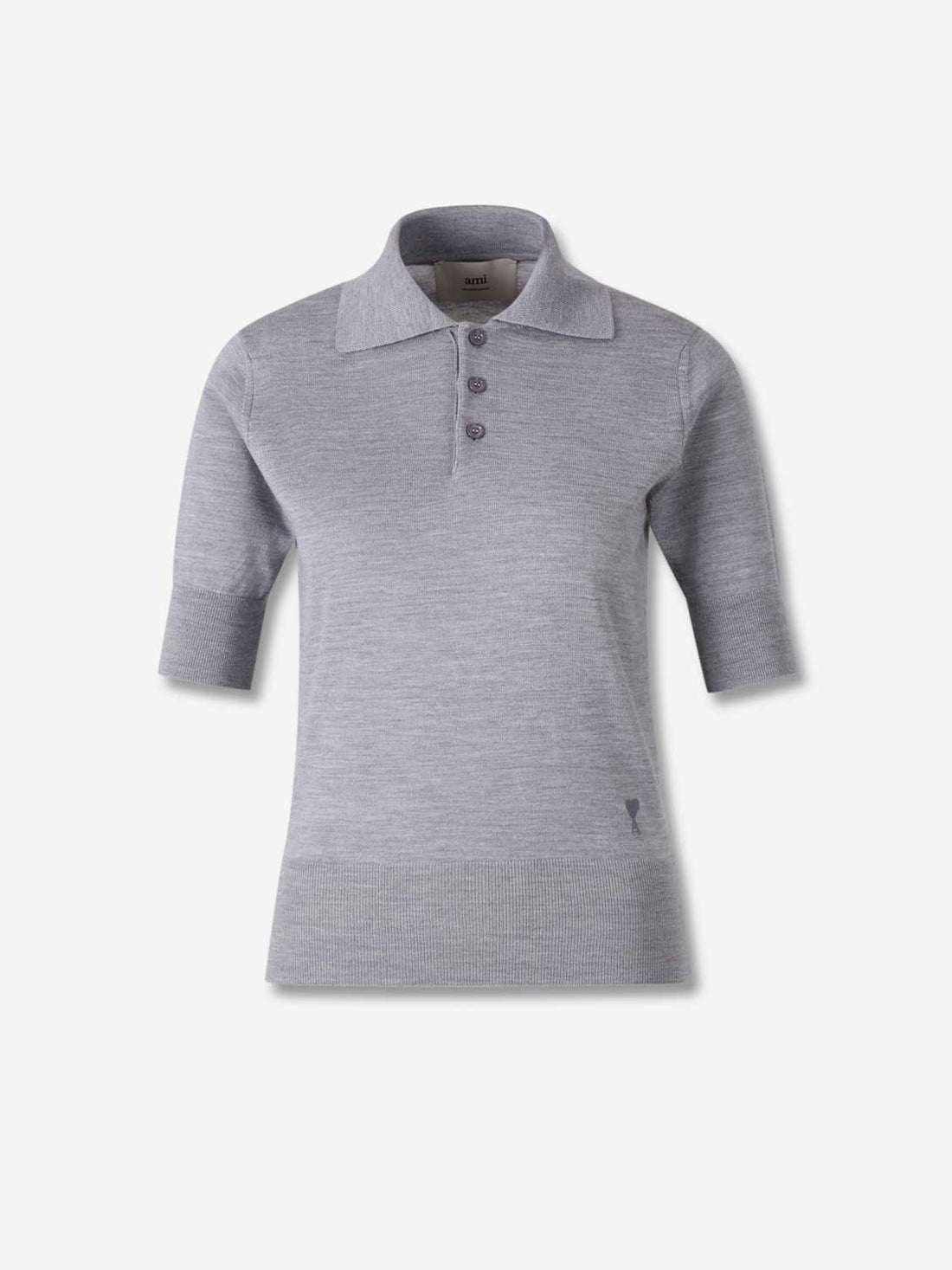 Outlet online Ami Paris Mujer Polo Punto Lana color Gris sku 783-000074 02 - Foto 1