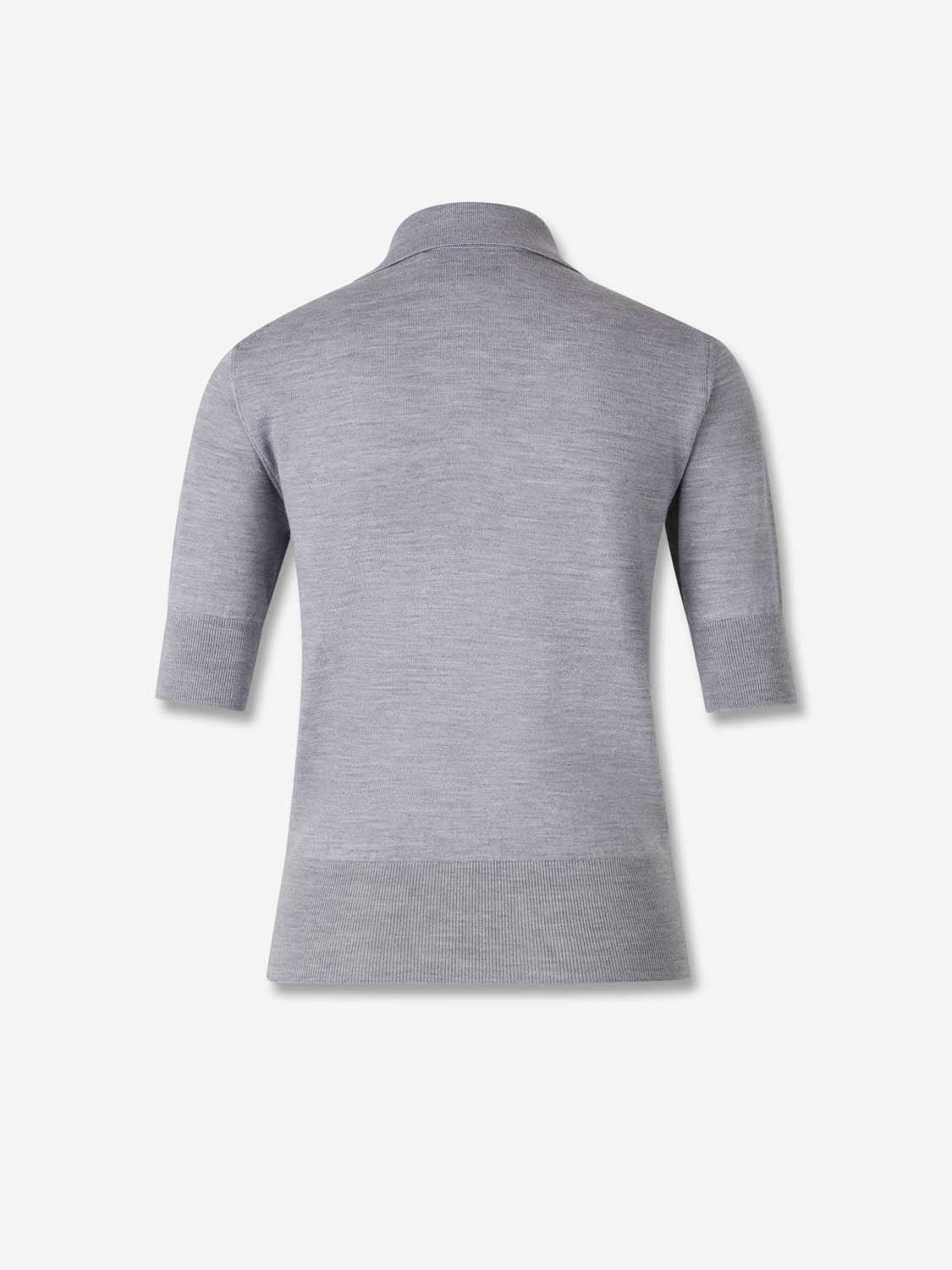 Outlet online Ami Paris Mujer Polo Punto Lana color Gris sku 783-000074 02 - Foto 2