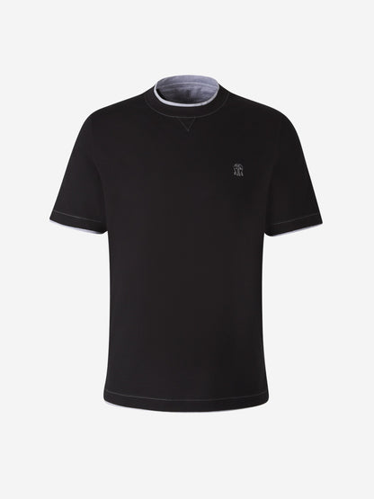 Outlet online Brunello Cucinelli Hombre Camiseta Detale Bicolor color Negro sku 553-003822 01 - Foto 2
