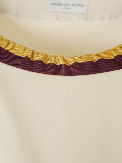 Outlet online Dries Van Noten Mujer Camiseta Ribetes Contraste color Crema sku 782-001571 01 - Foto 3
