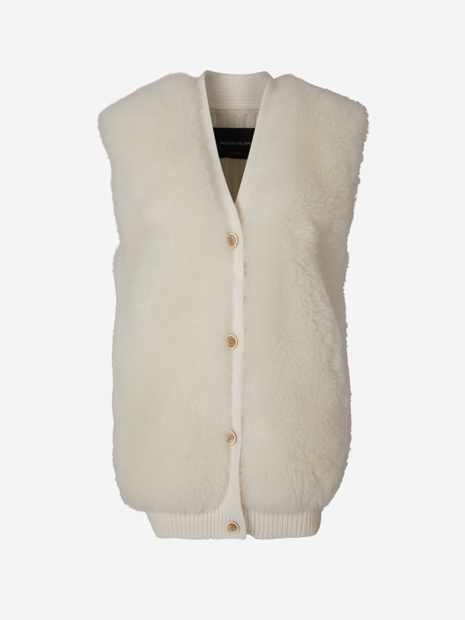 Outlet online Fabiana Filippi Mujer Chaleco Pelo Cachemira color Crema sku 775-000164 01 - Foto 2