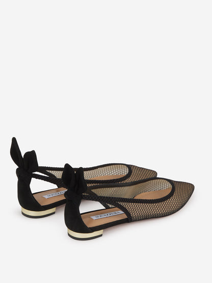 Outlet online Aquazzura Mujer Bailarinas Bow Tie Mesh color Negro sku 800-005067 01 - Foto 3