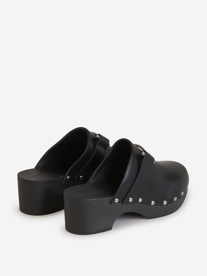 Logo Leather Clogs