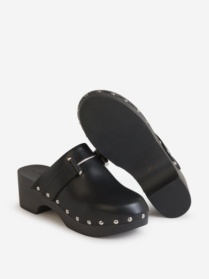 Logo Leather Clogs