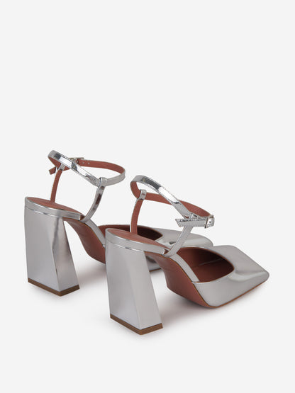Outlet online Amina Muaddi Mujer Zapatos Metalizados Piel color Plateado sku 800-005193 01 - Foto 3