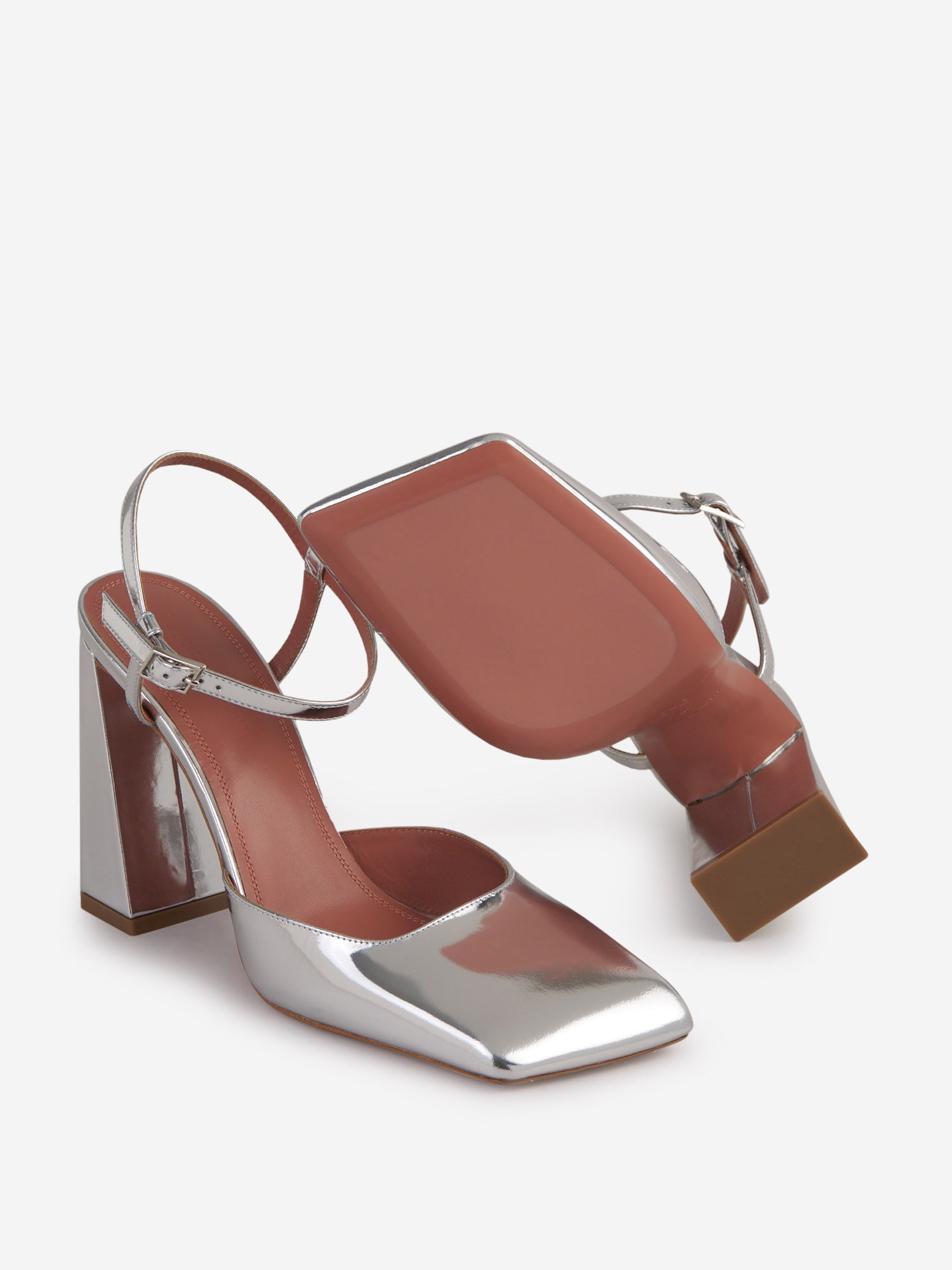 Outlet online Amina Muaddi Mujer Zapatos Metalizados Piel color Plateado sku 800-005193 01 - Foto 4
