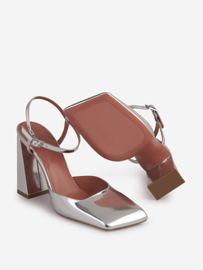 Outlet online Amina Muaddi Mujer Zapatos Metalizados Piel color Plateado sku 800-005193 01 - Foto 4