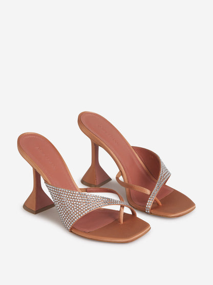 Outlet online Amina Muaddi Mujer Sandalias Tacón Shiona color Camel sku 800-005281 01 - Foto 2