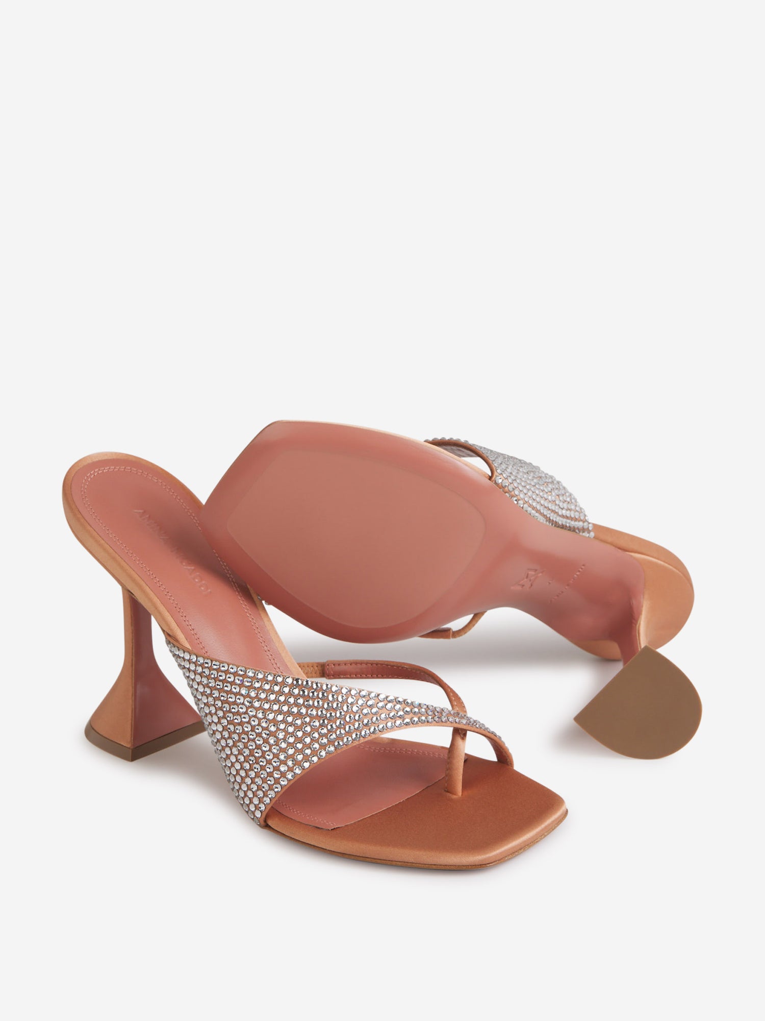 Outlet online Amina Muaddi Mujer Sandalias Tacón Shiona color Camel sku 800-005281 01 - Foto 4