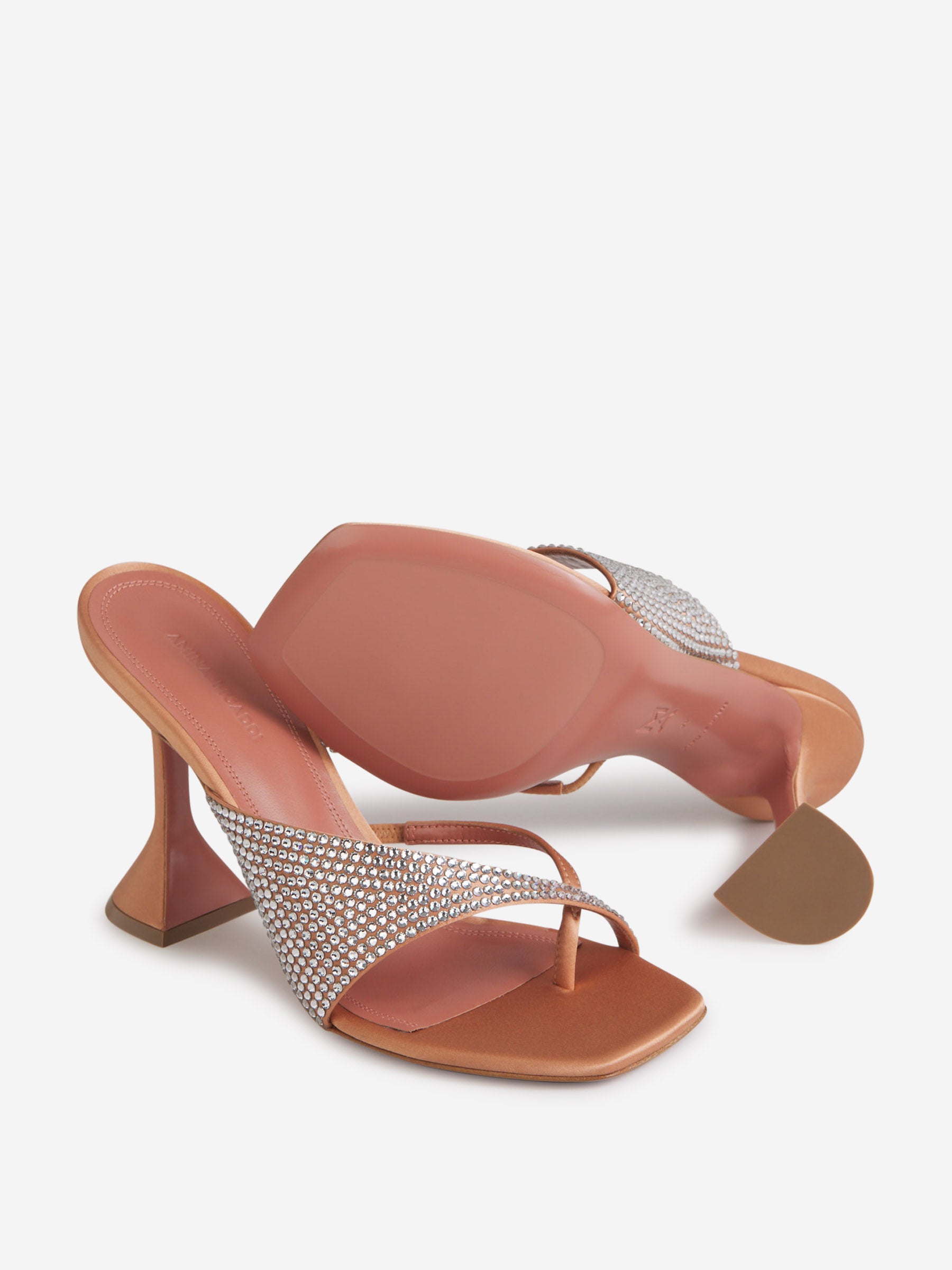 Outlet online Amina Muaddi Mujer Sandalias Tacón Shiona color Camel sku 800-005281 01 - Foto 4