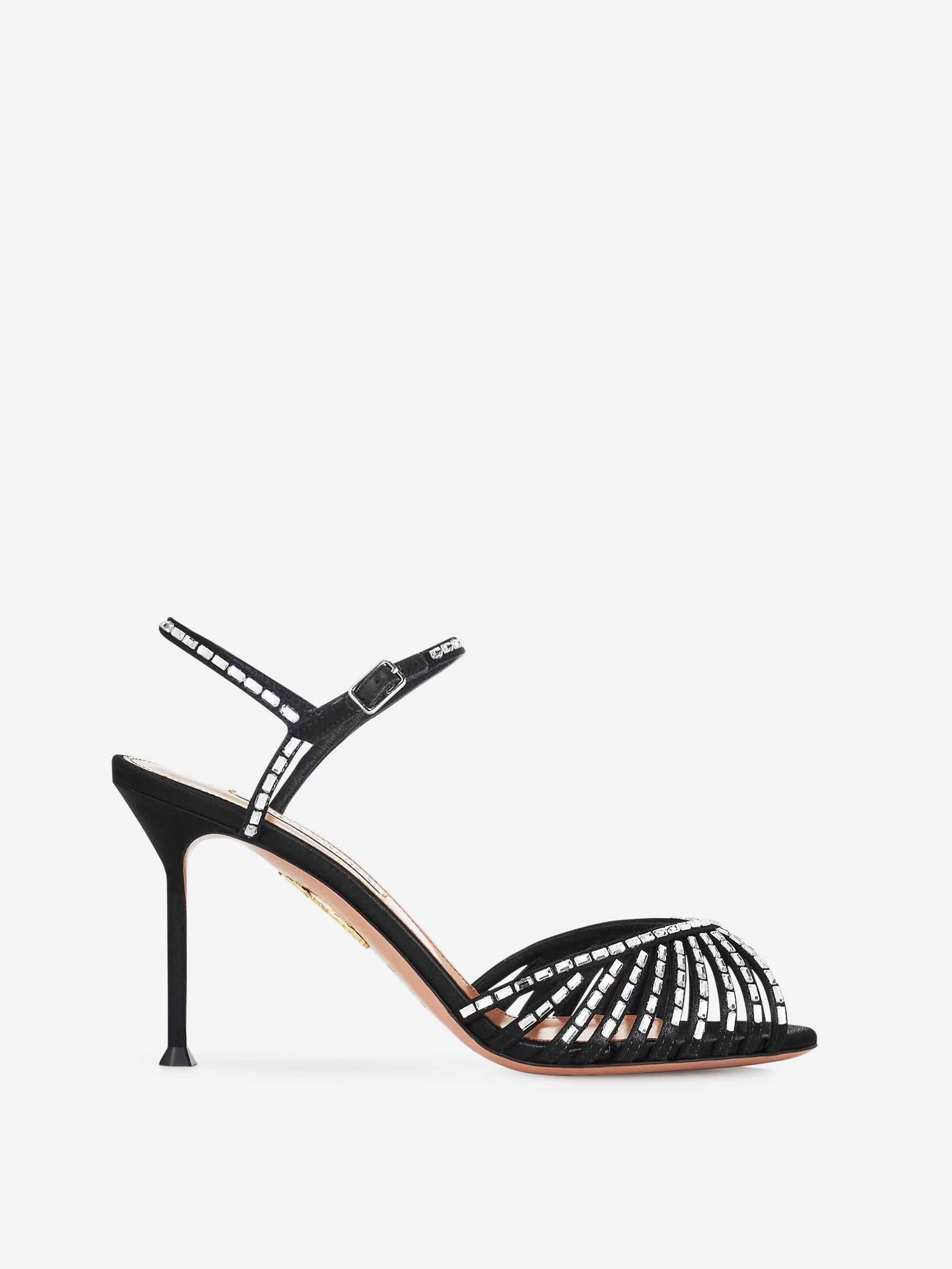 Outlet online Aquazzura Mujer Sandalias Hold Me Crystal 85 color Negro sku 801-000030 01 - Foto 1