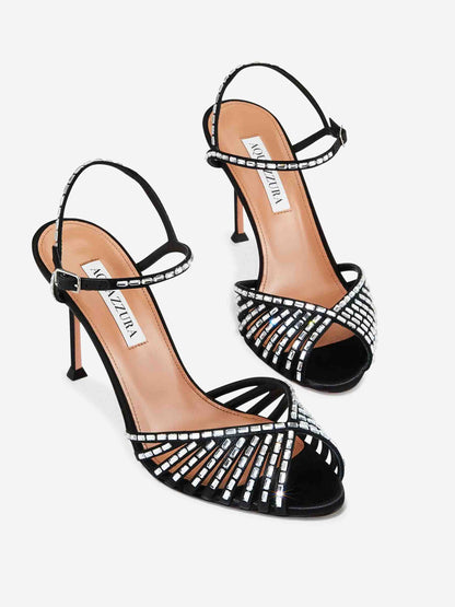Outlet online Aquazzura Mujer Sandalias Hold Me Crystal 85 color Negro sku 801-000030 01 - Foto 3