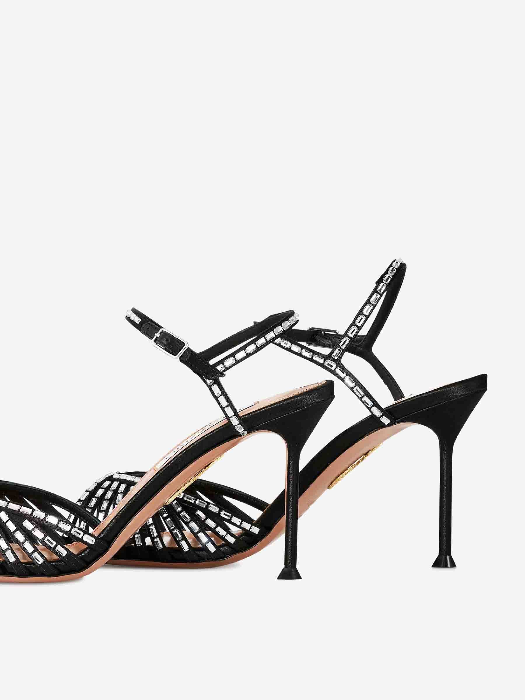 Outlet online Aquazzura Mujer Sandalias Hold Me Crystal 85 color Negro sku 801-000030 01 - Foto 4