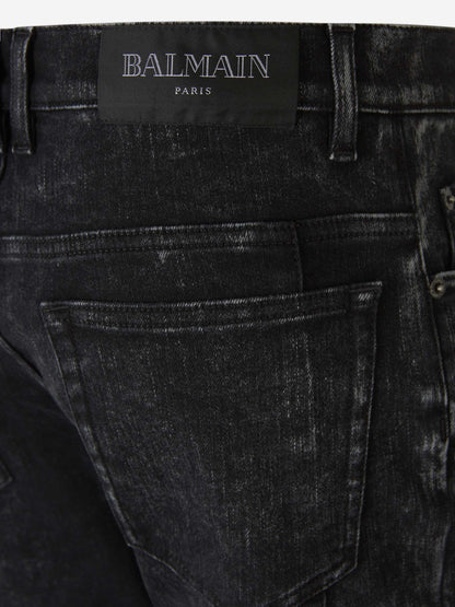 Outlet online Balmain Hombre Jeans Slim Fit Biker color Negro sku 522-002617 01 - Foto 6