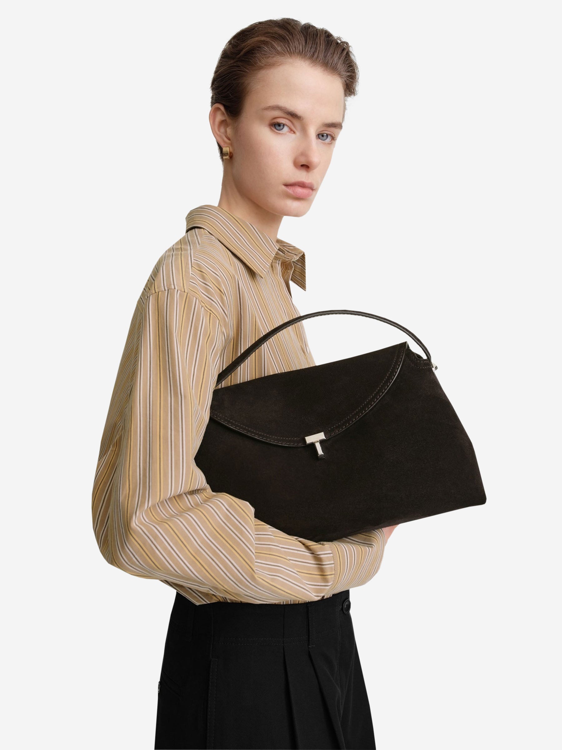 Outlet online TOTEME Mujer Bolso de Hombro Multifunción T-Lock color Marrón Oscuro sku 810-008309 01 - Foto 3