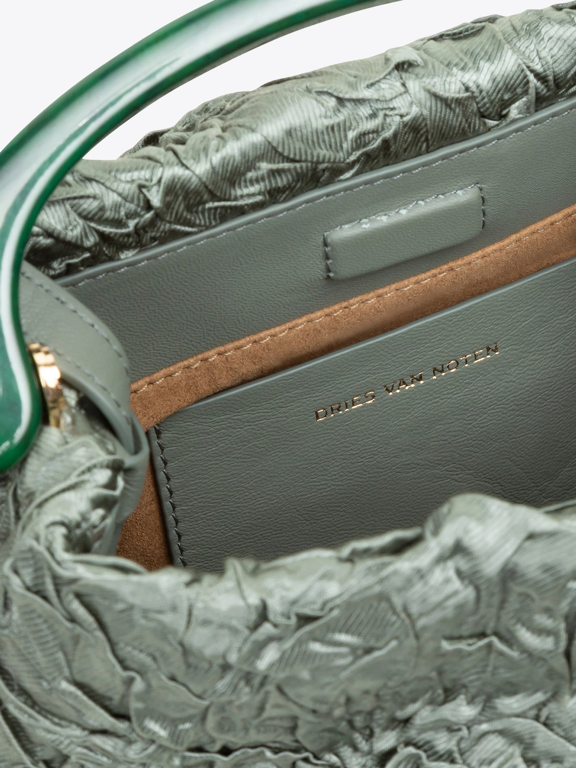 Outlet online Dries Van Noten Mujer Bolso Mano Plisado color Verde sku 810-008407 02 - Foto 3