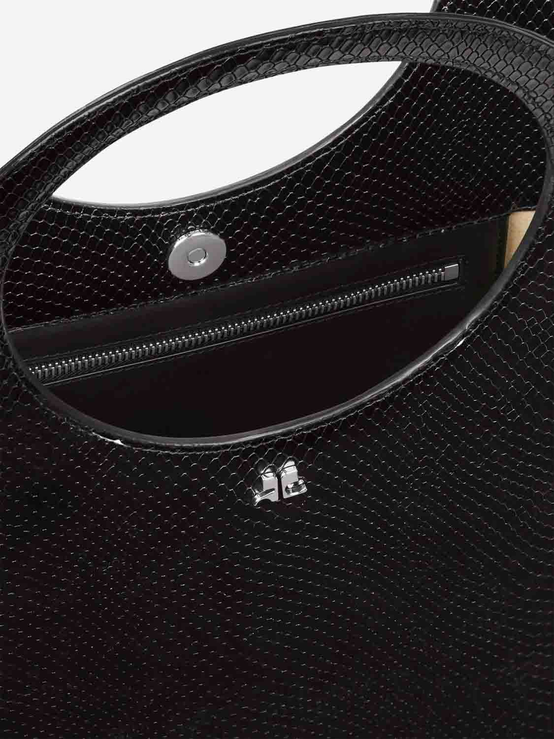 Outlet online Courrèges Mujer Bolso Holy de cuero efecto víbora color Negro sku 811-000012 01 - Foto 3