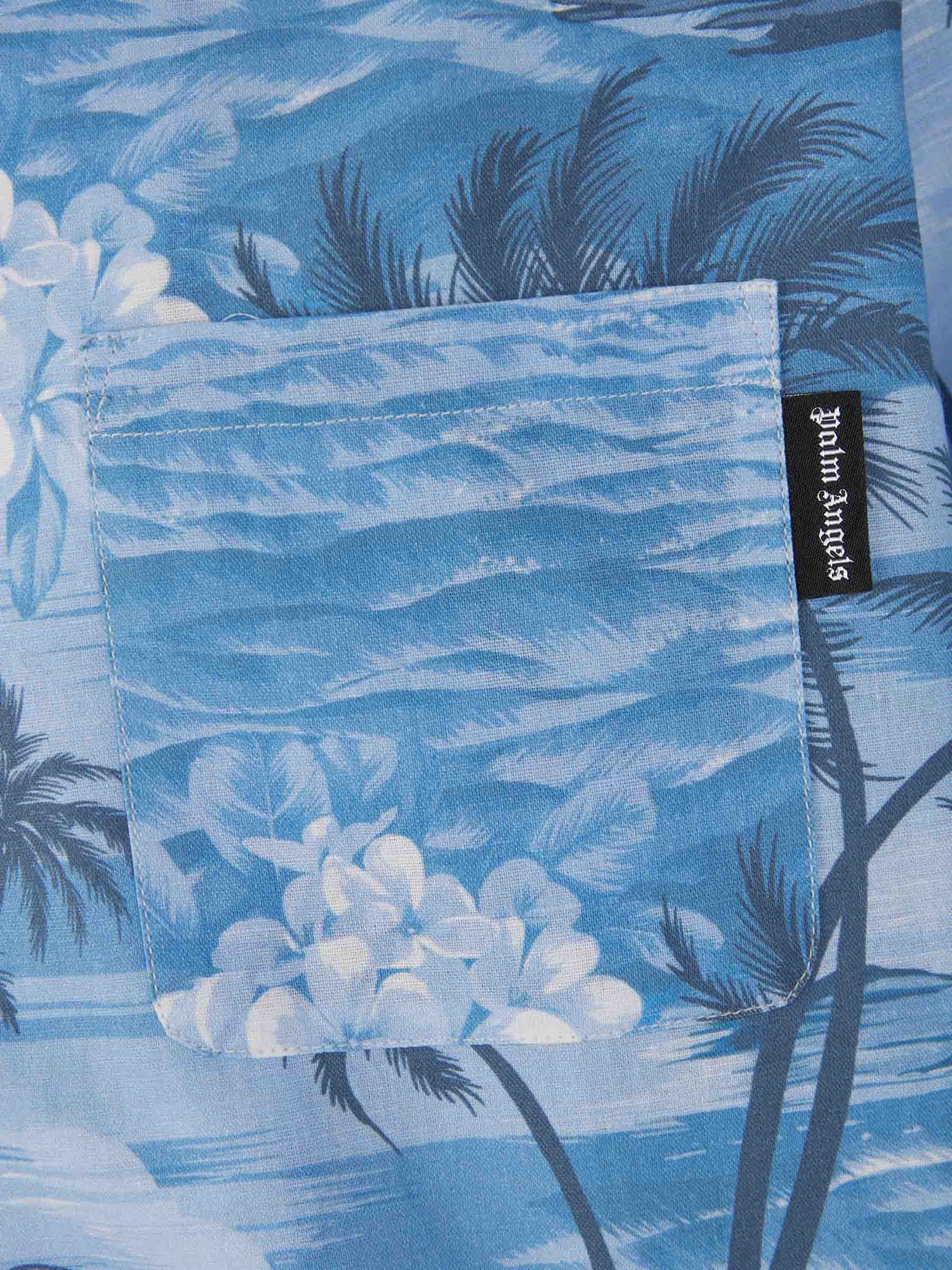 Outlet online Palm Angels Hombre Camisa Motivo Sunset Lino color Azul sku 532-000542 01 - Foto 4