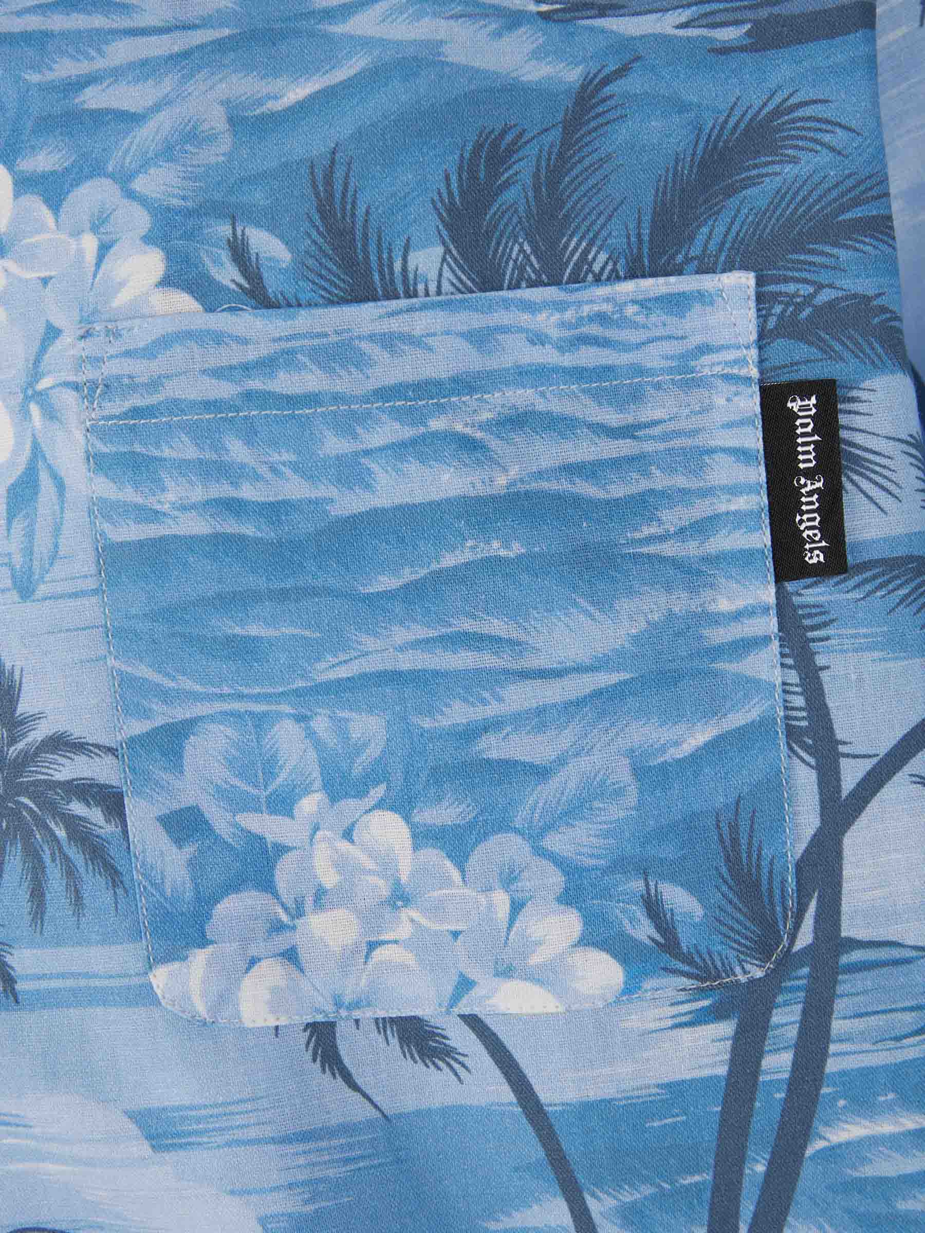 Outlet online Palm Angels Hombre Camisa Motivo Sunset Lino color Azul sku 532-000542 01 - Foto 4