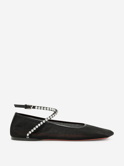 Outlet online Amina Muaddi Mujer Bailarinas Mesh Crystal color Negro sku 800-005280 02 - Foto 1