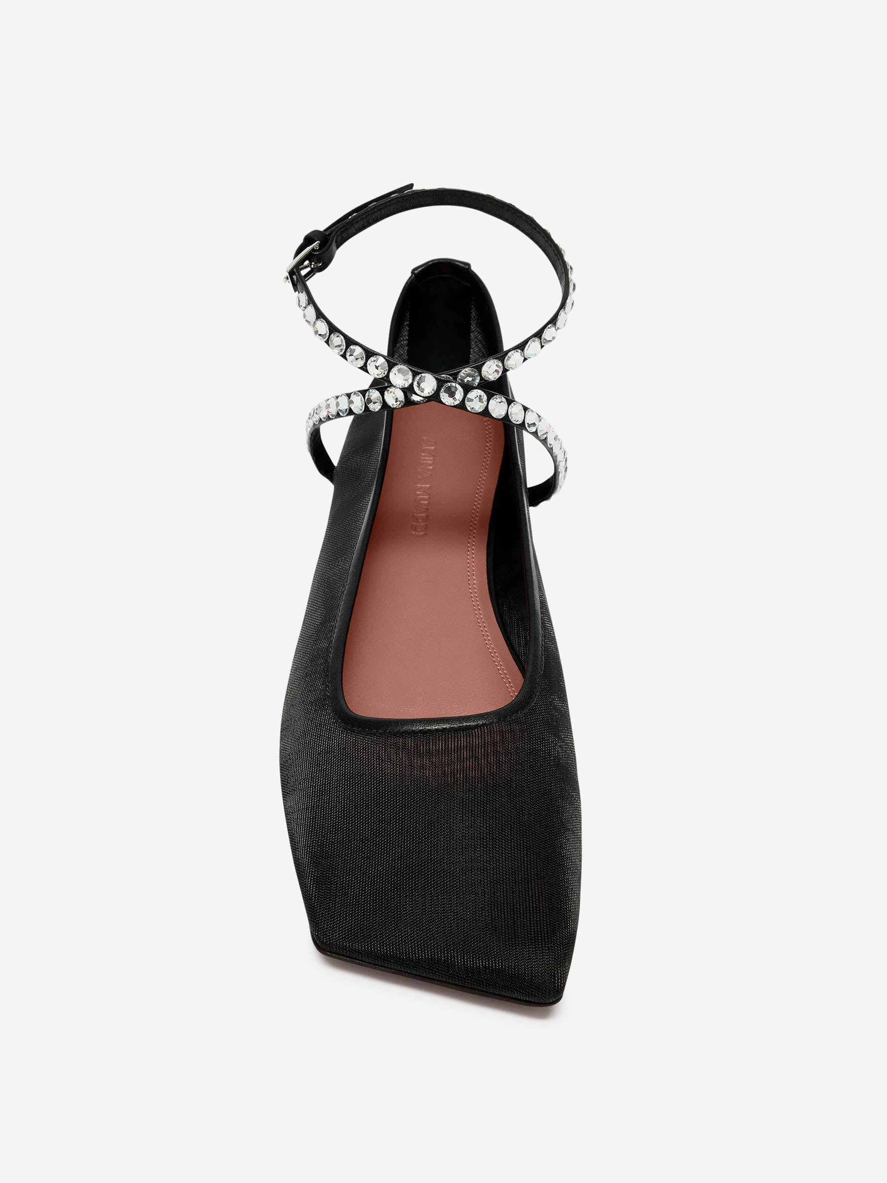 Outlet online Amina Muaddi Mujer Bailarinas Mesh Crystal color Negro sku 800-005280 02 - Foto 2