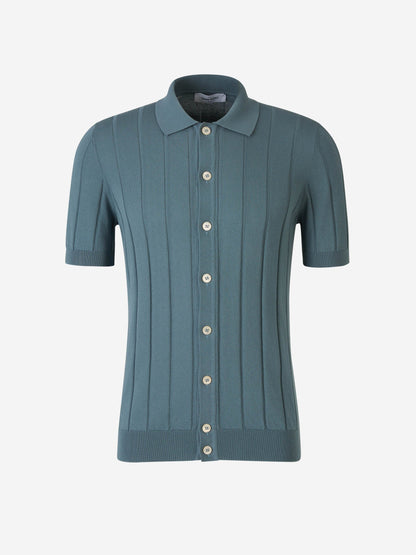 Outlet online Gran Sasso Hombre Polo Abierto Acanalado color Azul sku 552-001486 02 - Foto 1