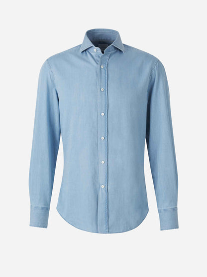 Brunello Cucinelli Camisa Algodón Lisa color Azul sku 531-006298 01 - Foto 1