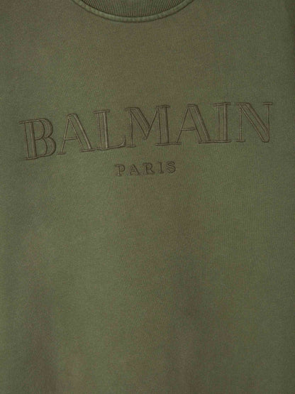 Outlet online Balmain Hombre Sudadera Sin Capucha Logo Algodón color Verde Menta sku 545-001570 01 - Foto 4