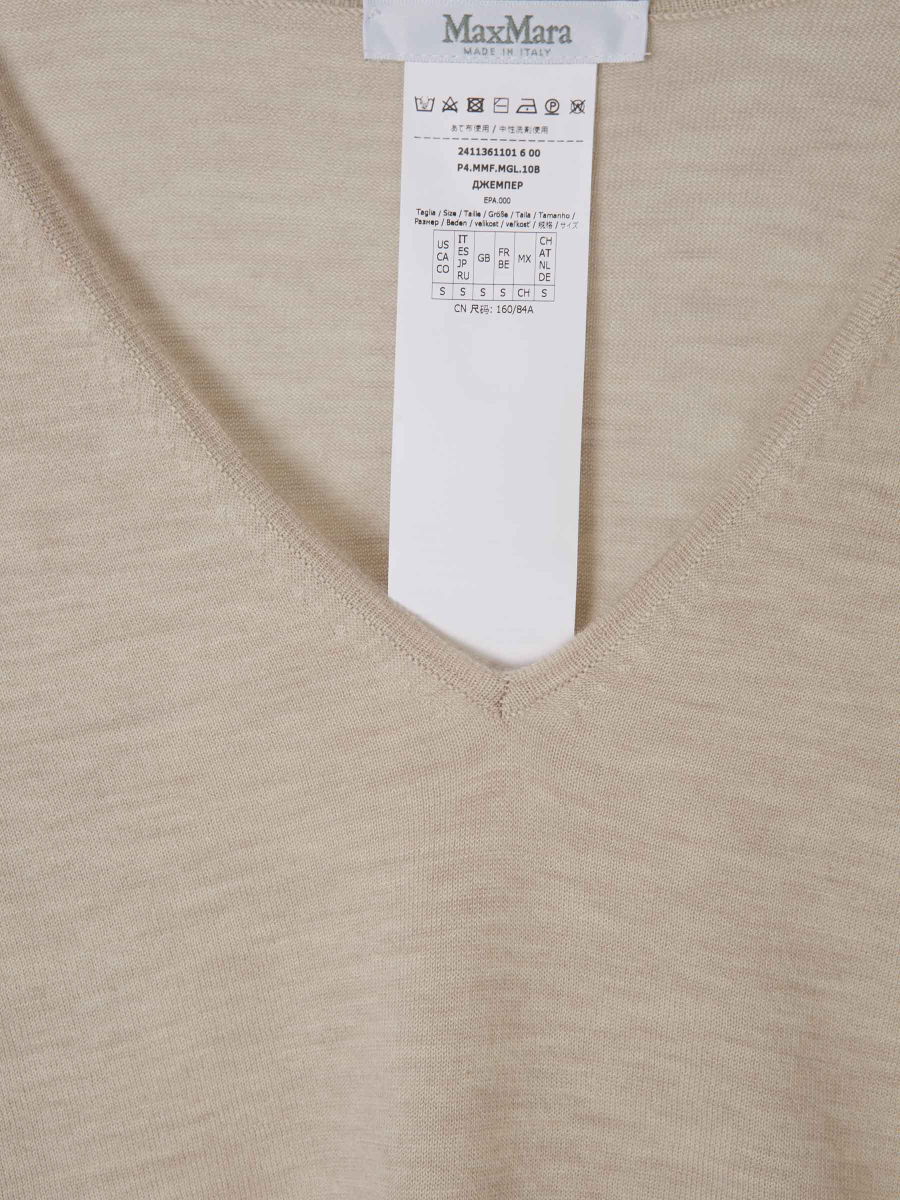 Outlet online Max Mara Mujer Jersey Cuello V Cachemir color Beis sku 711-003134 01 - Foto 3
