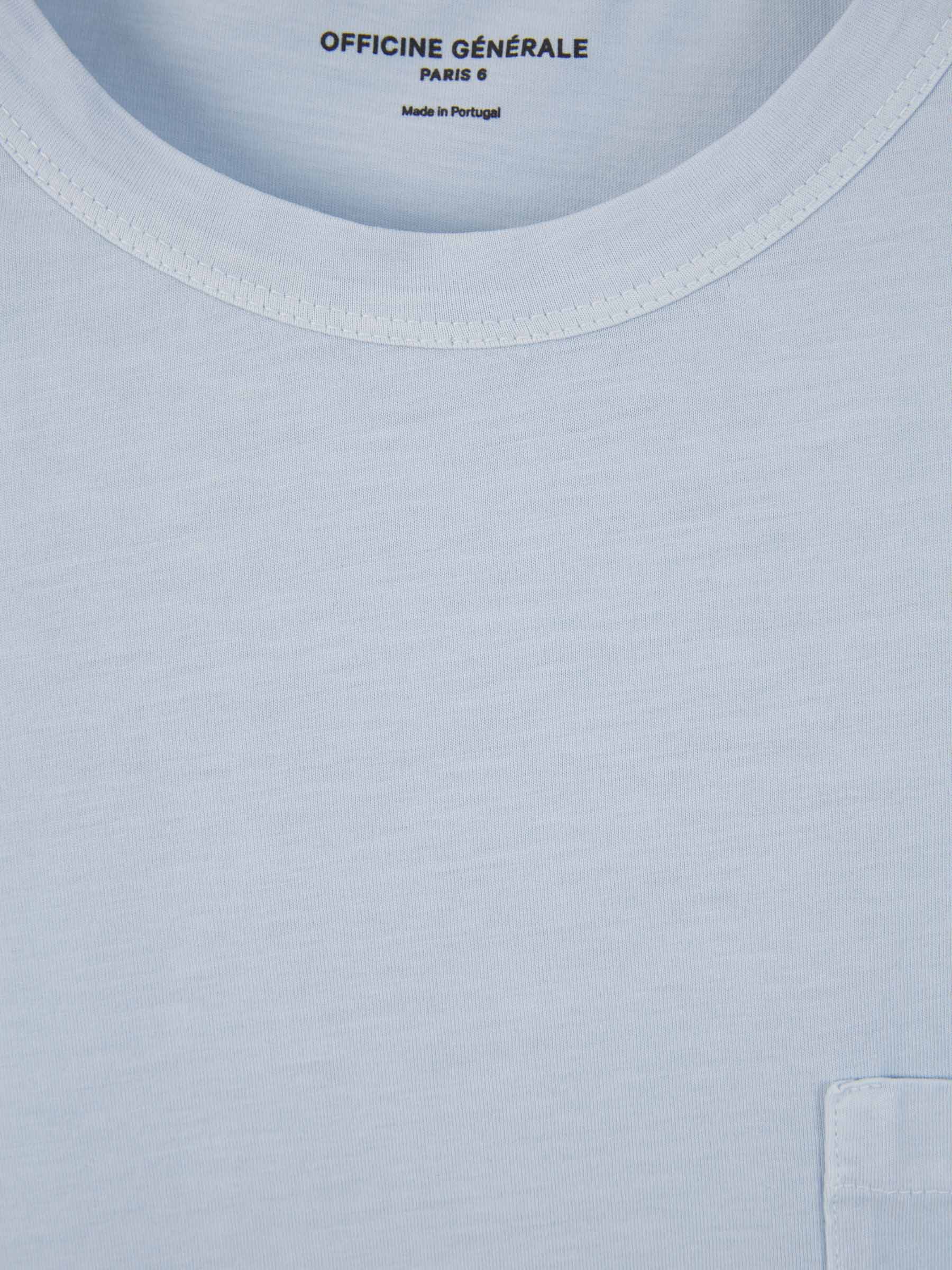 Outlet online Officine Générale Hombre Camiseta Bolsillo Lyocell color Azul Cielo sku 553-003713 01 - Foto 3