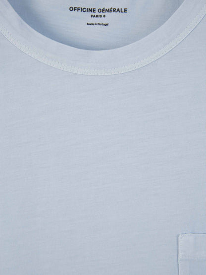 Outlet online Officine Générale Hombre Camiseta Bolsillo Lyocell color Azul Cielo sku 553-003713 01 - Foto 3