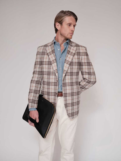 Outlet online Canali Hombre Americana Motivo Cuadros color Beige sku 302-003524 01 - Foto 2