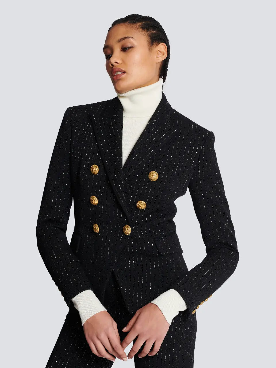 Outlet online Balmain Mujer Blazer Punto Lana color Negro sku 741-002018 01 - Foto 2