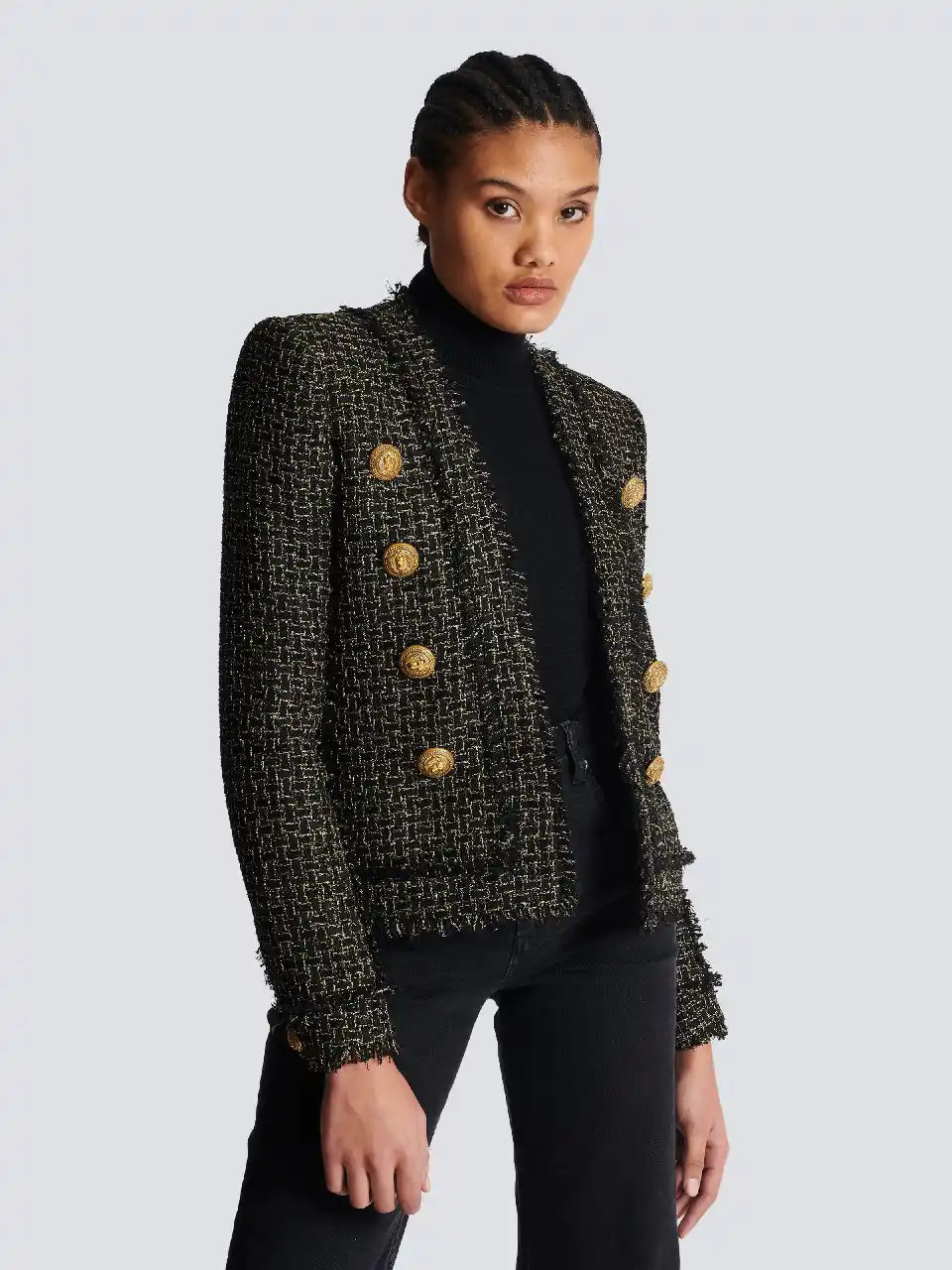 Outlet online Balmain Mujer Blazer Tweed Lúrex color Negro sku 741-002020 01 - Foto 2