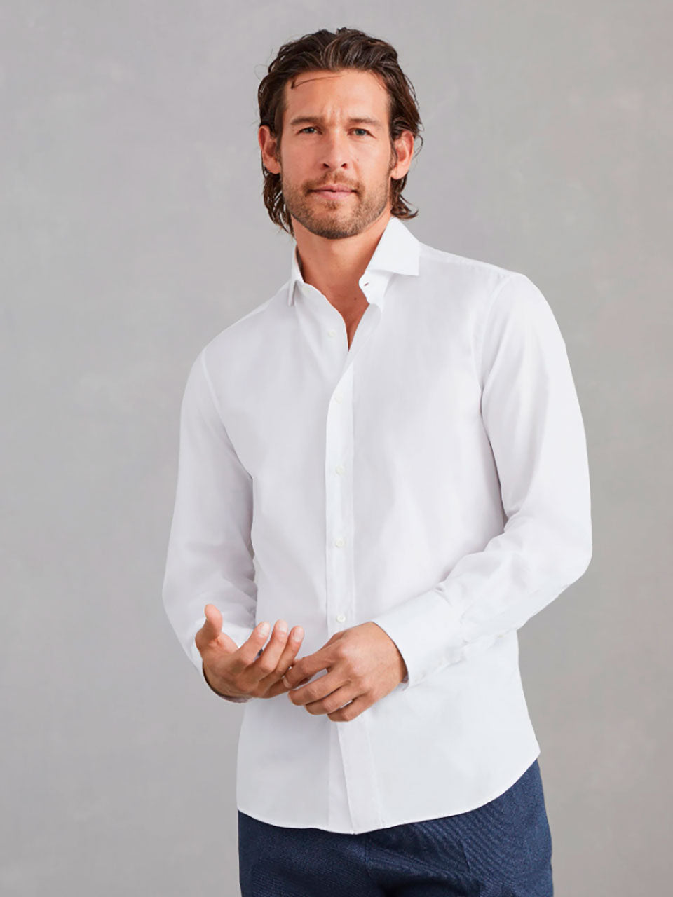 Outlet online Brunello Cucinelli Hombre Camisa Algodón Lisa color Blanco sku 531-006297 02 - Foto 1