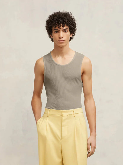 Outlet online Ami Paris Hombre Camiseta Larga Sin Mangas color Gris Claro sku 553-003279 02 - Foto 2