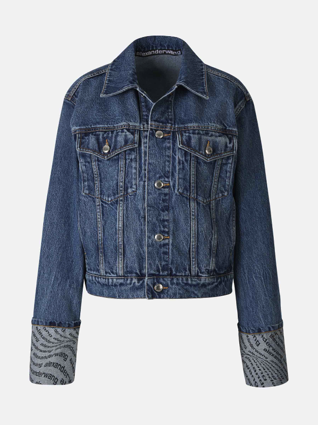 Alexander Wang Cazadora Denim Logo color Azul Cobalto sku 741-002007 01 - Foto 1