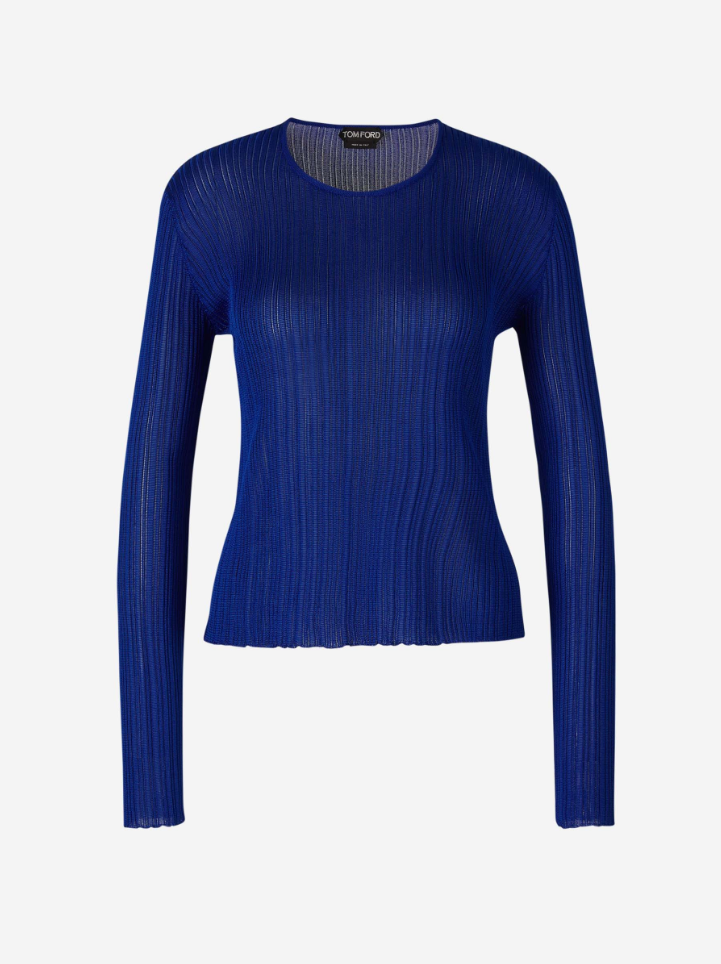 Outlet online Tom Ford Mujer Jersey Texturizado Algodón color Azul Cobalto sku 711-003078 01 - Foto 1