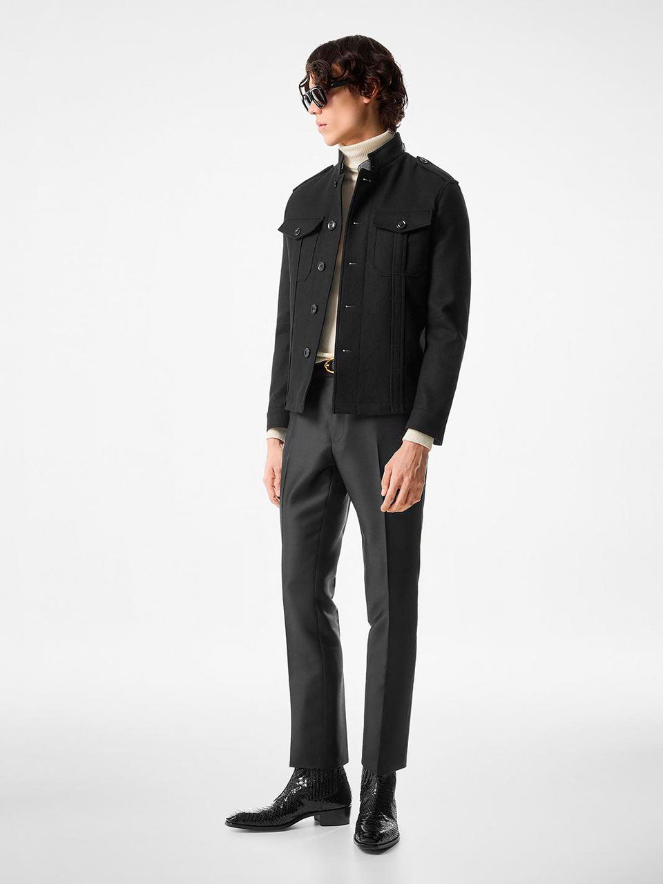 Outlet online Tom Ford Hombre Cazadora Camisera Lana color Negro sku 512-002412 00 - Foto 6