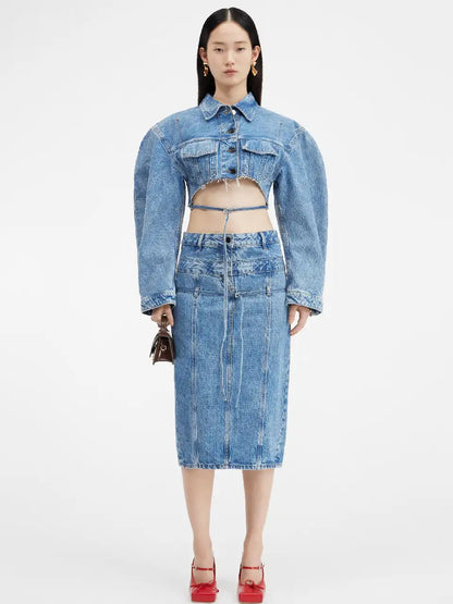 Outlet online Jacquemus Mujer Falda Le Jupe Nimes color Azul Denim sku 750-001395 01 - Foto 2